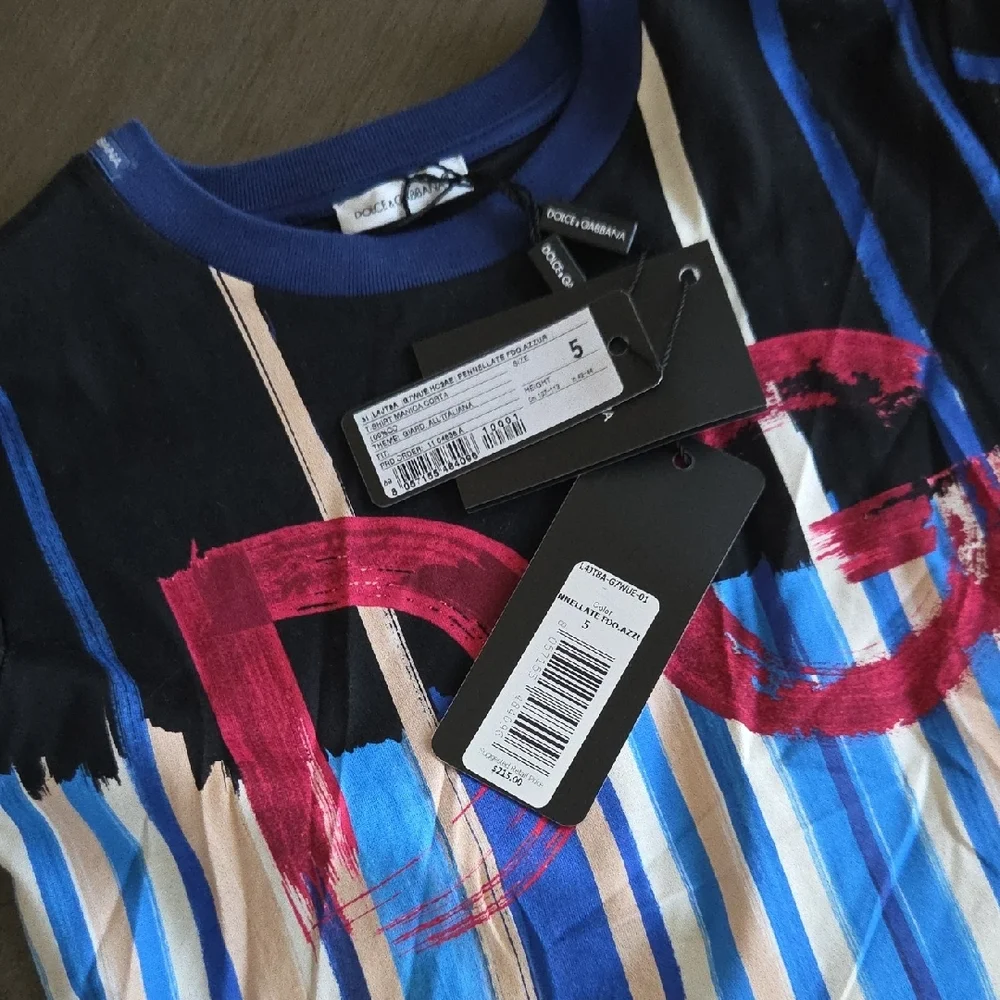 Dolce & Gabbana Kids Striped Blue T-Shirt - Picture 3 of 3